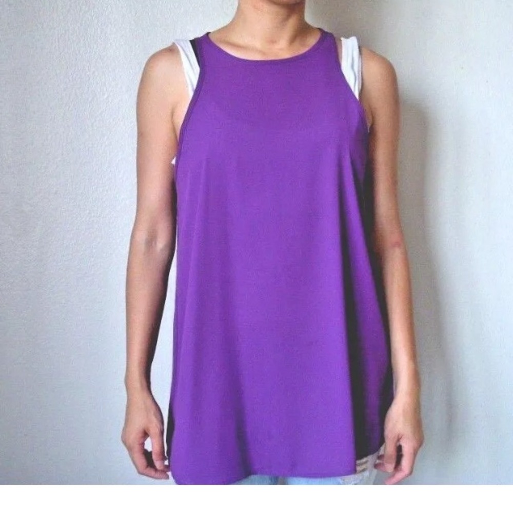 LULU’S BRIGHT PURPLE SHEER Tank TOP SIZE S